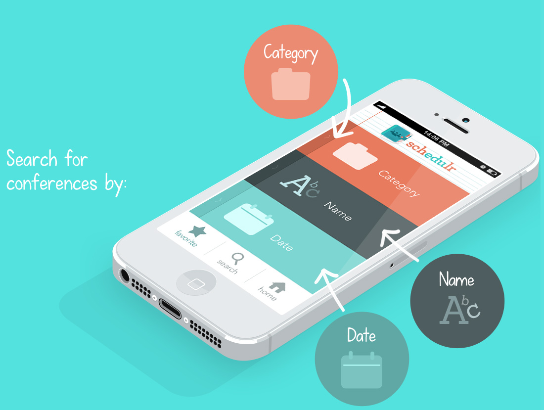 Search for conferences by category, name or date.